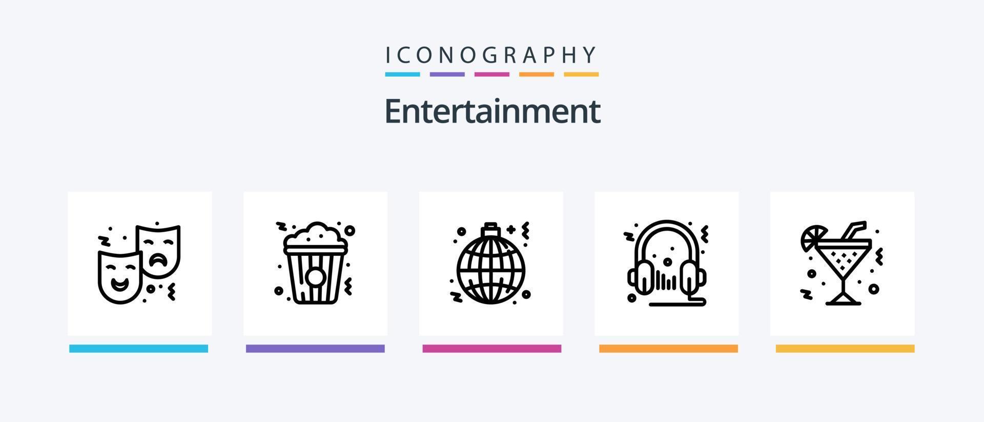 Entertainment Line 5 Icon Pack Including coupon. ticket. tv. game. tic. Creative Icons Design vector