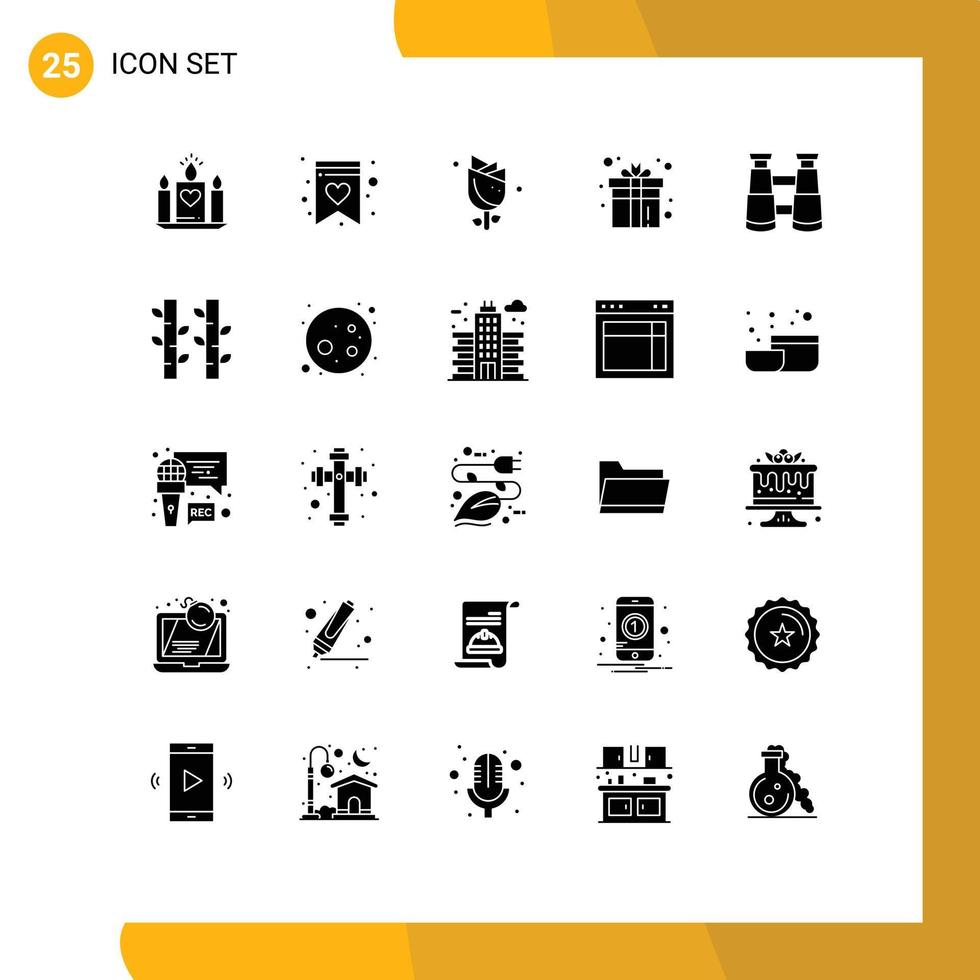 Universal Icon Symbols Group of 25 Modern Solid Glyphs of search play easter game box Editable Vector Design Elements