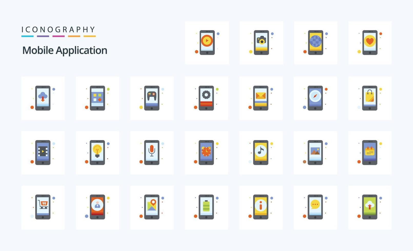 25 Mobile Application Flat color icon pack vector