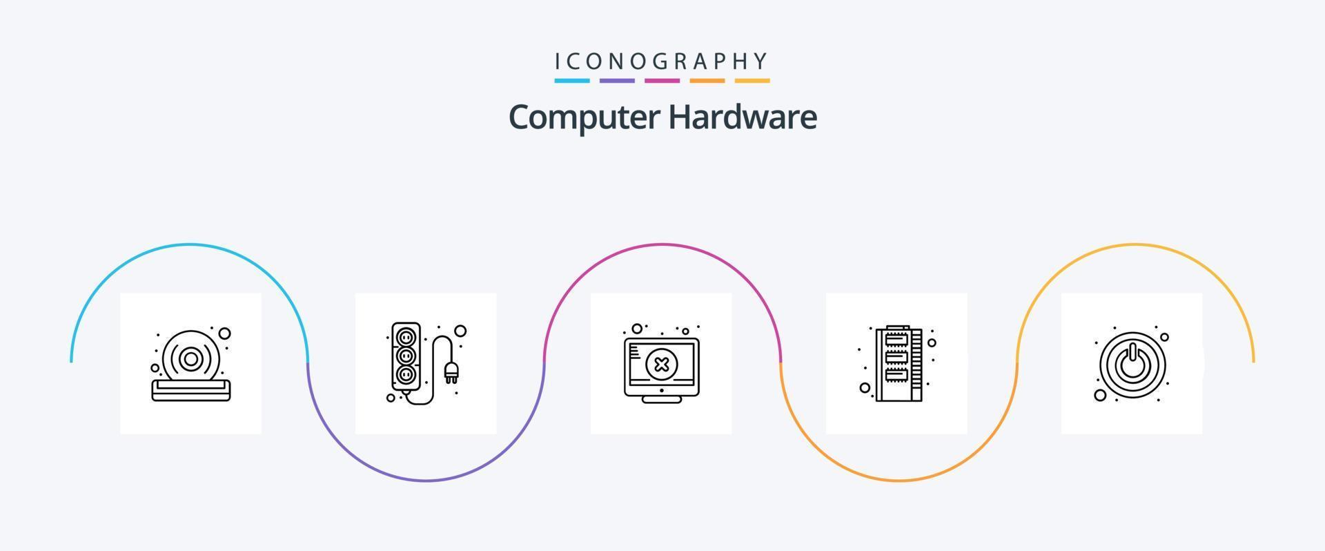 computadora hardware línea 5 5 icono paquete incluso cerrar. almacenamiento. pantalla. RAM. hardware vector