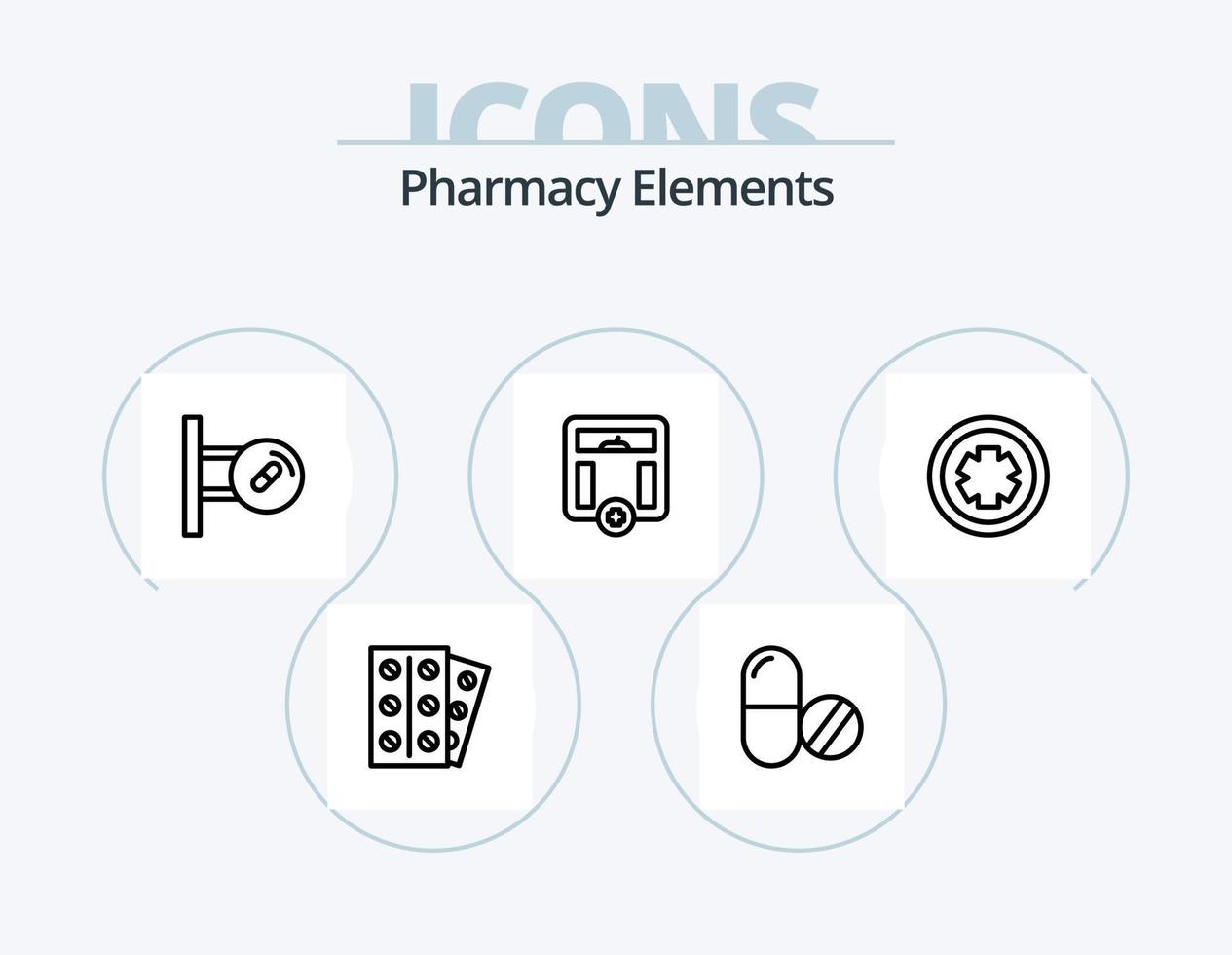 Pharmacy Elements Line Icon Pack 5 Icon Design. hospital. medical. trolley. hospital. care vector