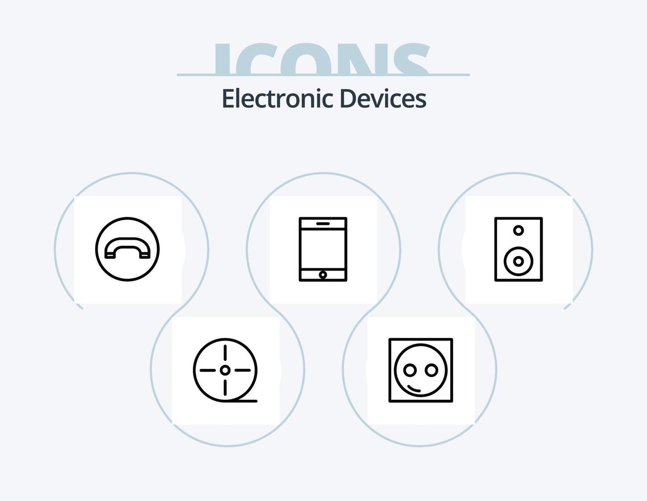 dispositivos línea icono paquete 5 5 icono diseño. película. apoyo. agregar. llamar. hardware vector