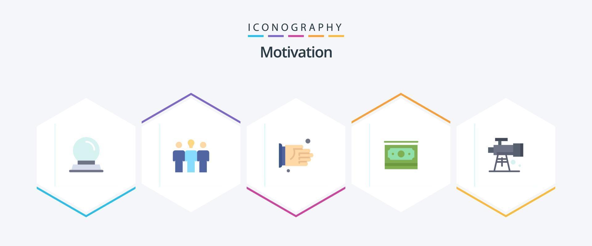 Motivation 25 Flat icon pack including space. astronomy. handshake. motivation. dollar vector