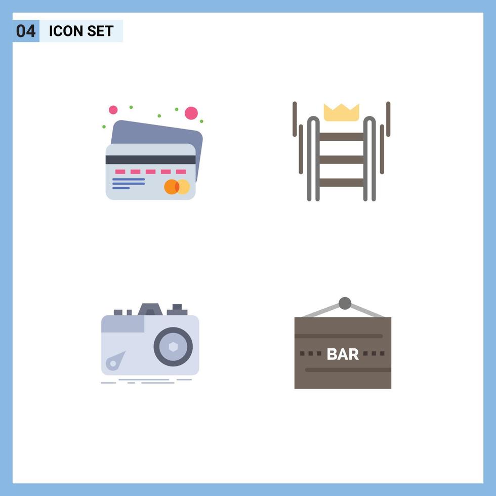 4 Universal Flat Icons Set for Web and Mobile Applications card photography ladder tool photo Editable Vector Design Elements