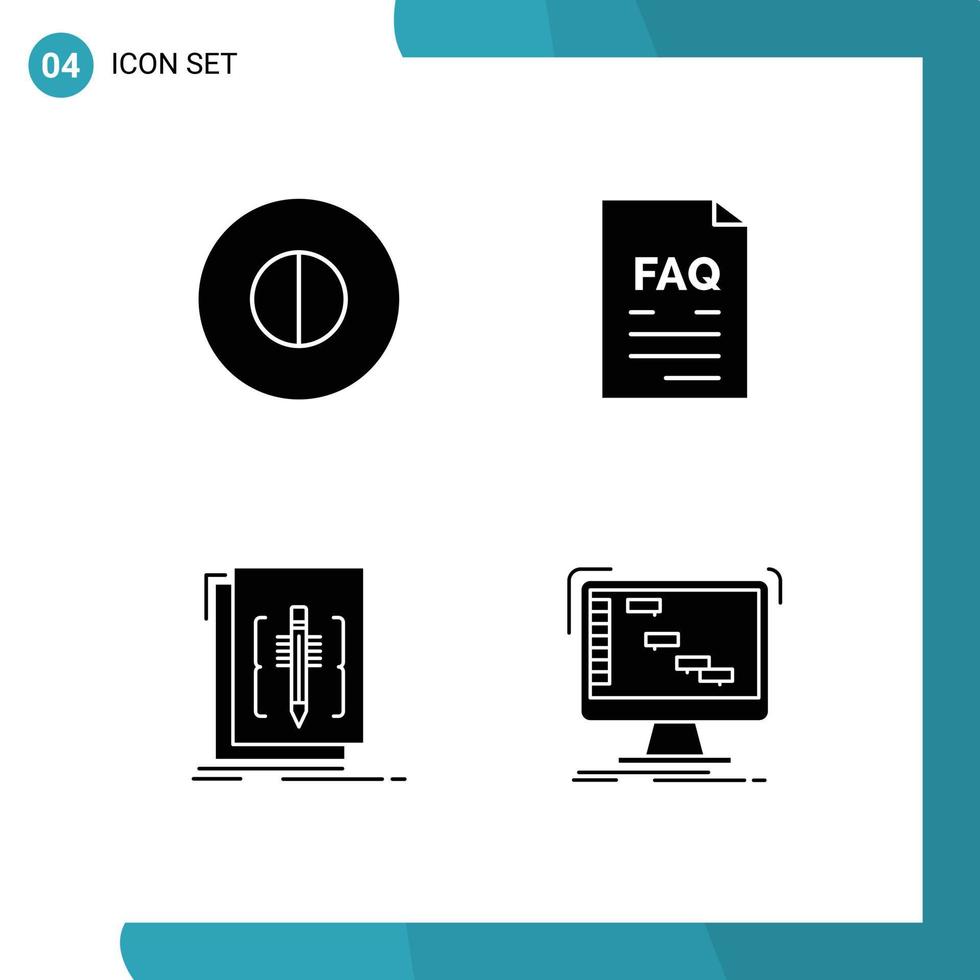 Editable Vector Line Pack of 4 Simple Solid Glyphs of ancient edit contact help language Editable Vector Design Elements