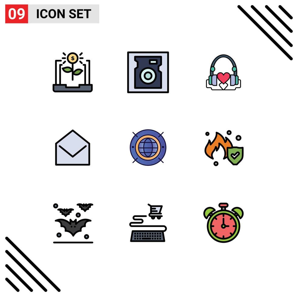 Stock Vector Icon Pack of 9 Line Signs and Symbols for internet message handbag mail wedding Editable Vector Design Elements