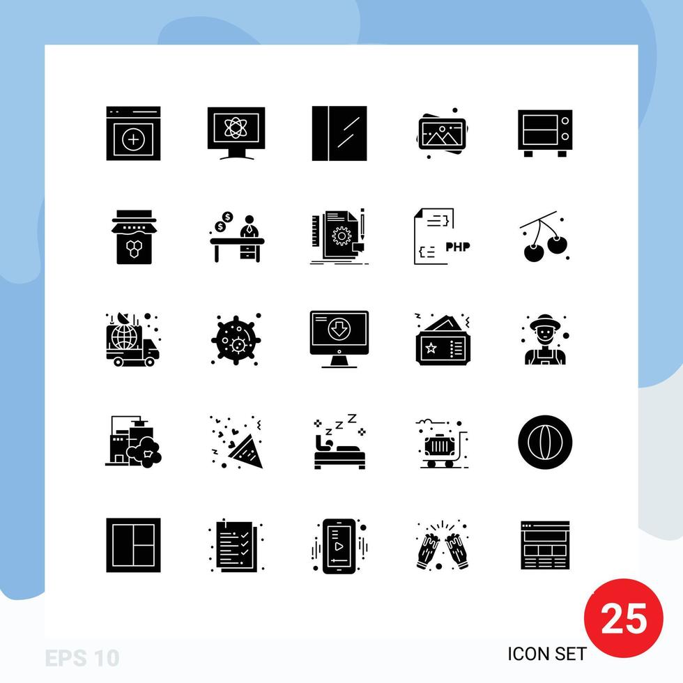 Pack of 25 Modern Solid Glyphs Signs and Symbols for Web Print Media such as breakfast money cocaine deposit painting Editable Vector Design Elements