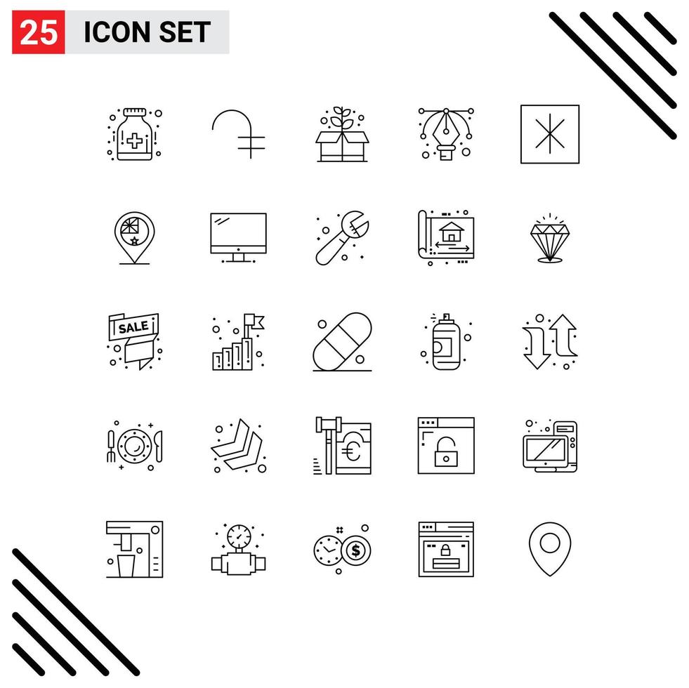 Group of 25 Modern Lines Set for australia icebox earth day fridge graphic Editable Vector Design Elements