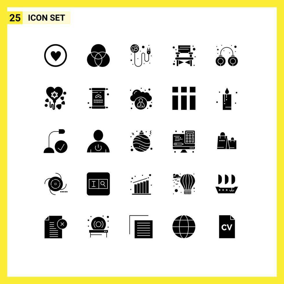 Set of 25 Modern UI Icons Symbols Signs for arrest handcuffs plug criminal camping Editable Vector Design Elements