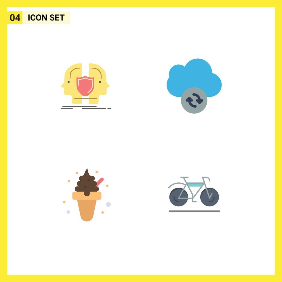 Editable Vector Line Pack of 4 Simple Flat Icons of man food identity data sweets Editable Vector Design Elements