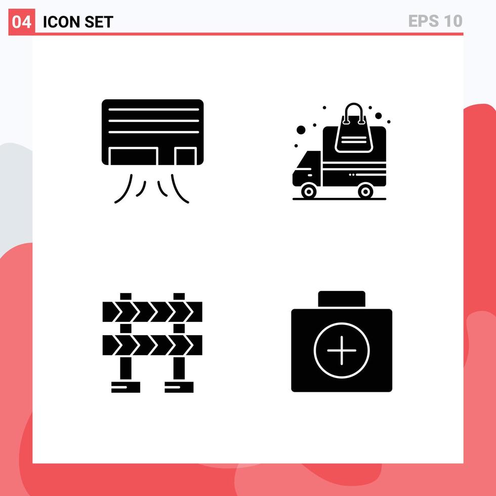 4 Creative Icons Modern Signs and Symbols of ac construction delivery order first aid Editable Vector Design Elements