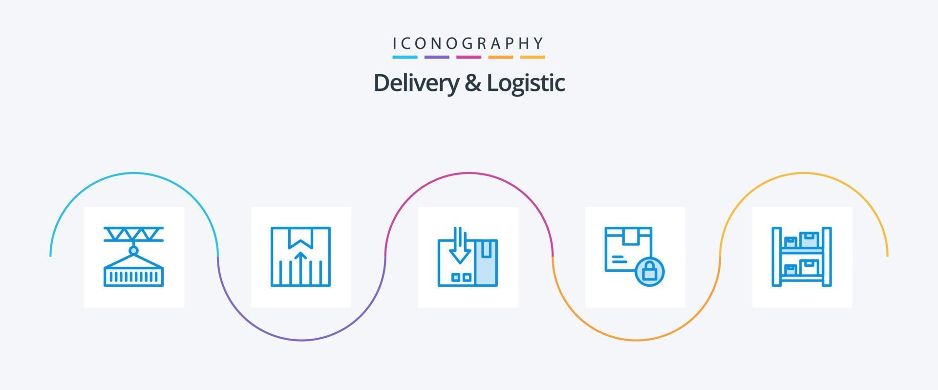 Delivery And Logistic Blue 5 Icon Pack Including lock. box. transport. service. logistic vector