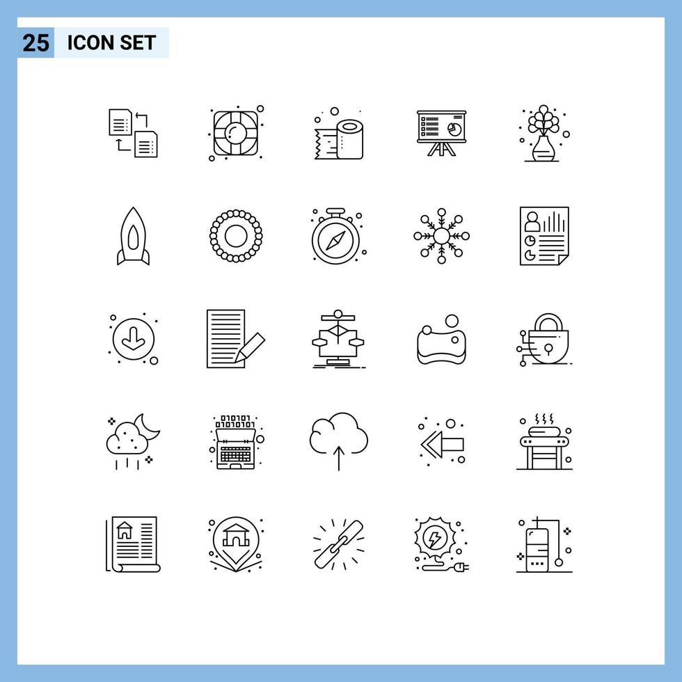 Group of 25 Modern Lines Set for report graph paper roll chart analytics Editable Vector Design Elements