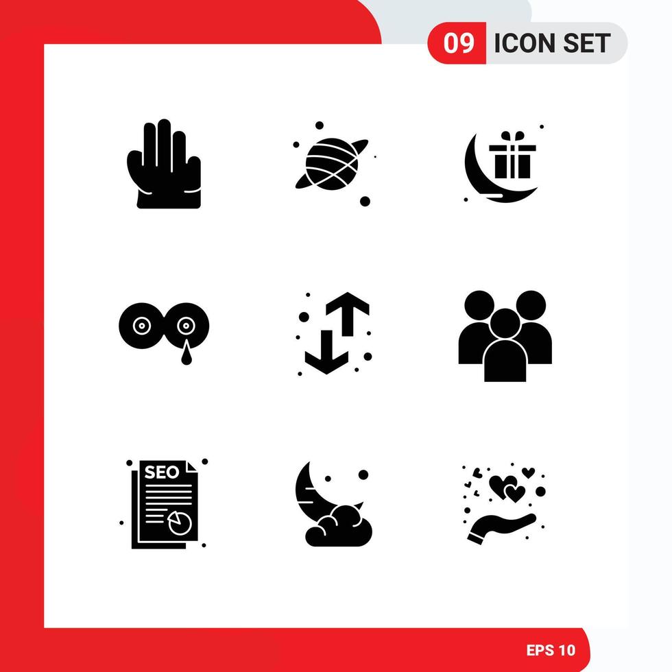 Set of 9 Modern UI Icons Symbols Signs for up transfers gift down mother Editable Vector Design Elements