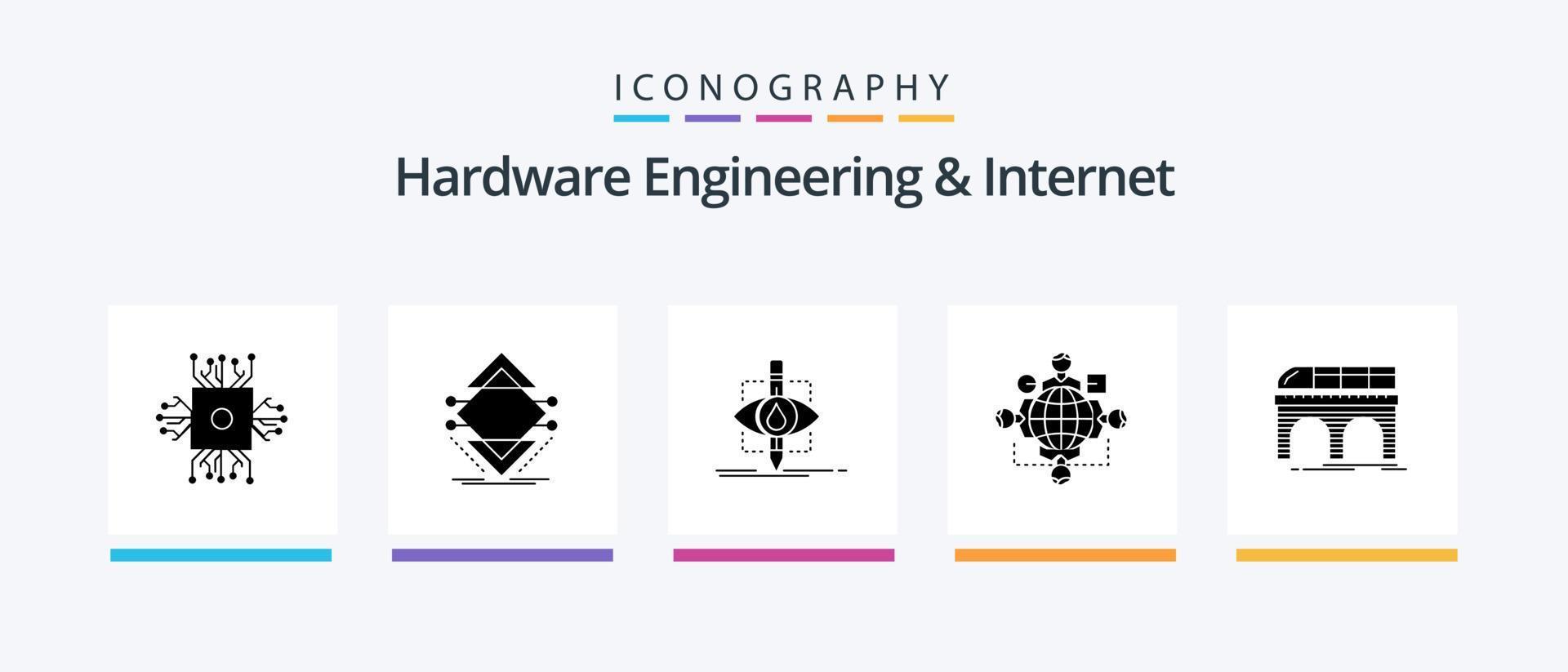 Hardware Engineering And Internet Glyph 5 Icon Pack Including logic. function. science. science. pollution. Creative Icons Design vector