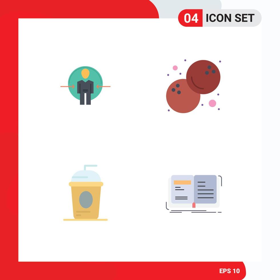 Pictogram Set of 4 Simple Flat Icons of man cole id food holiday Editable Vector Design Elements
