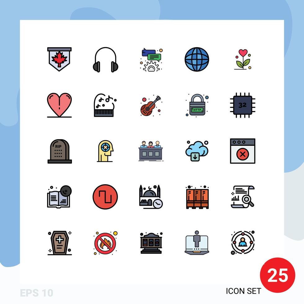 25 Creative Icons Modern Signs and Symbols of flower education sound internet world Editable Vector Design Elements
