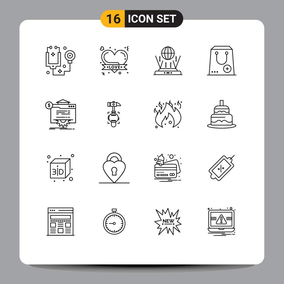 16 Creative Icons Modern Signs and Symbols of seo e internet commerce add Editable Vector Design Elements
