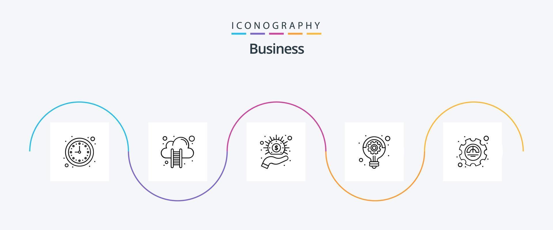 Business Line 5 Icon Pack Including excellency. idea. business. strategy. business vector