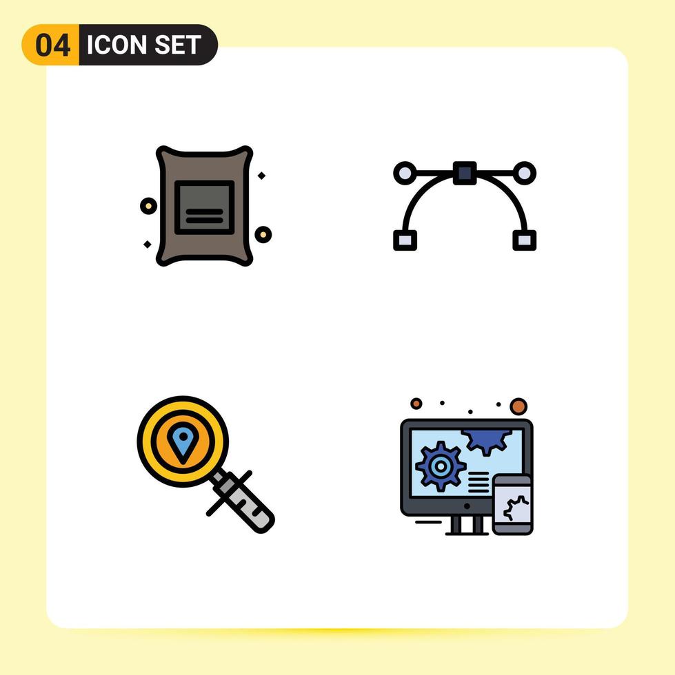 4 Thematic Vector Filledline Flat Colors and Editable Symbols of barley search wheat point adaptive Editable Vector Design Elements