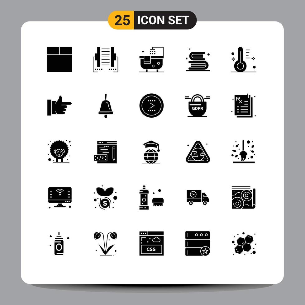 Pictogram Set of 25 Simple Solid Glyphs of design read bathroom library books Editable Vector Design Elements
