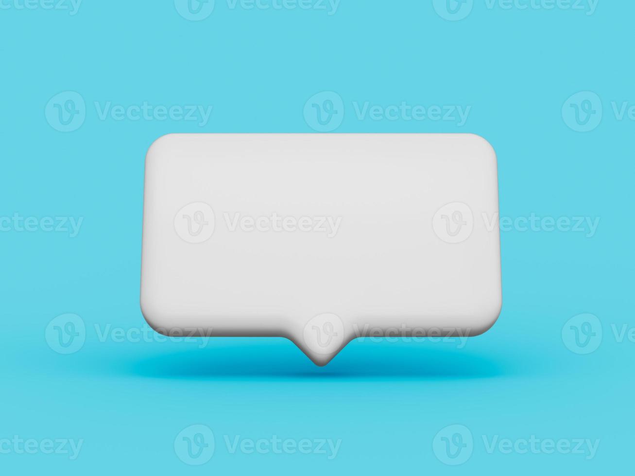 Cute white square speech bubble icons, isolated on blue pastel background 3d illustration photo