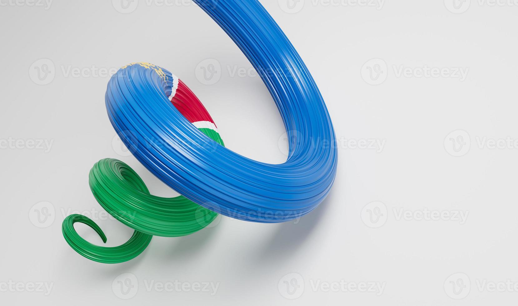 Waving ribbon or banner with flag of Namibia. Template for independence day 3d illustration photo