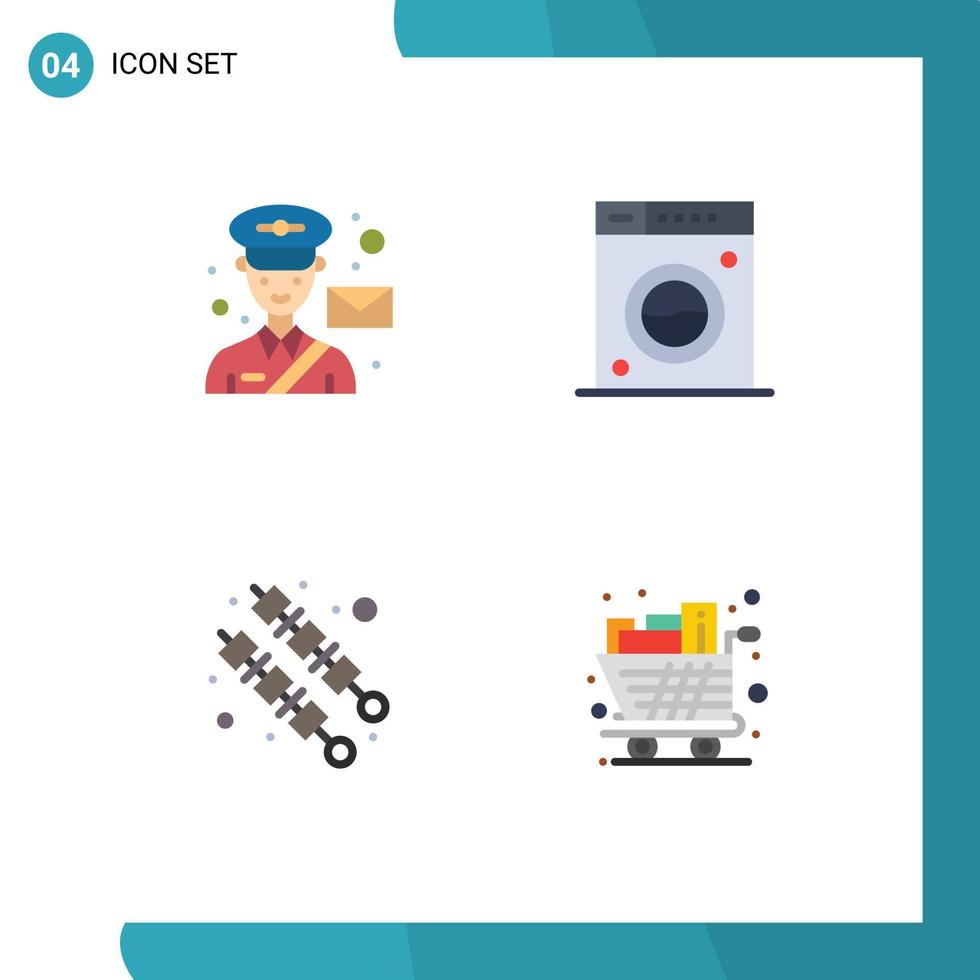 4 Universal Flat Icon Signs Symbols of avatar bbq post cleaning kebab Editable Vector Design Elements