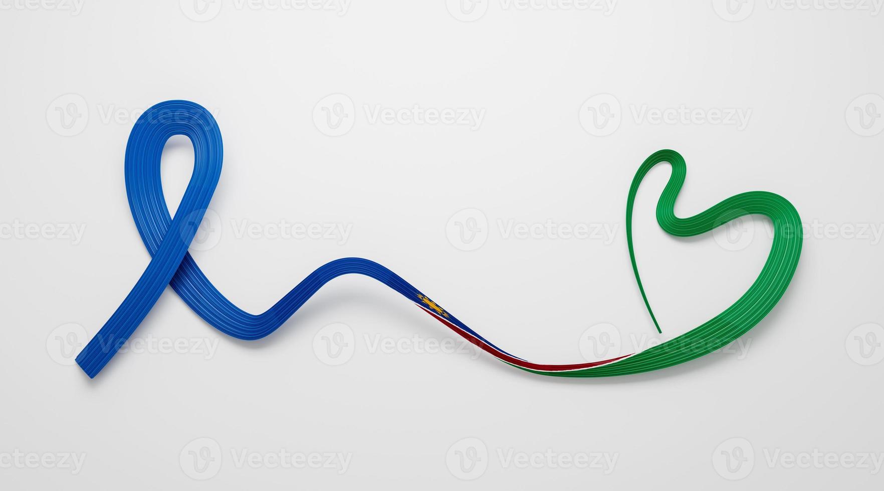 Namibia flag heart shape, 3d illustration photo