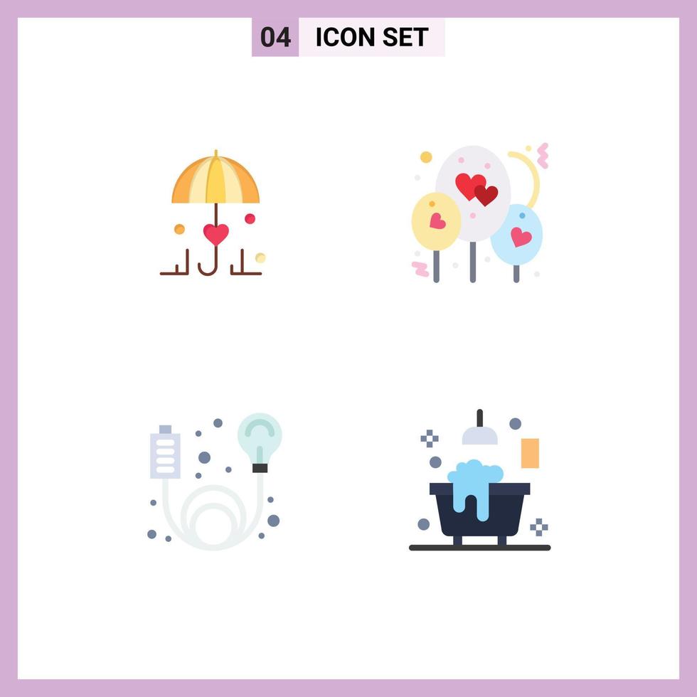 4 Flat Icon concept for Websites Mobile and Apps insurance element love love bath Editable Vector Design Elements