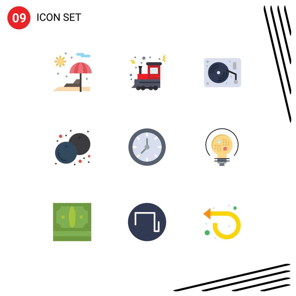 Modern Set of 9 Flat Colors Pictograph of timer clock art thanksgiving cranberry Editable Vector Design Elements