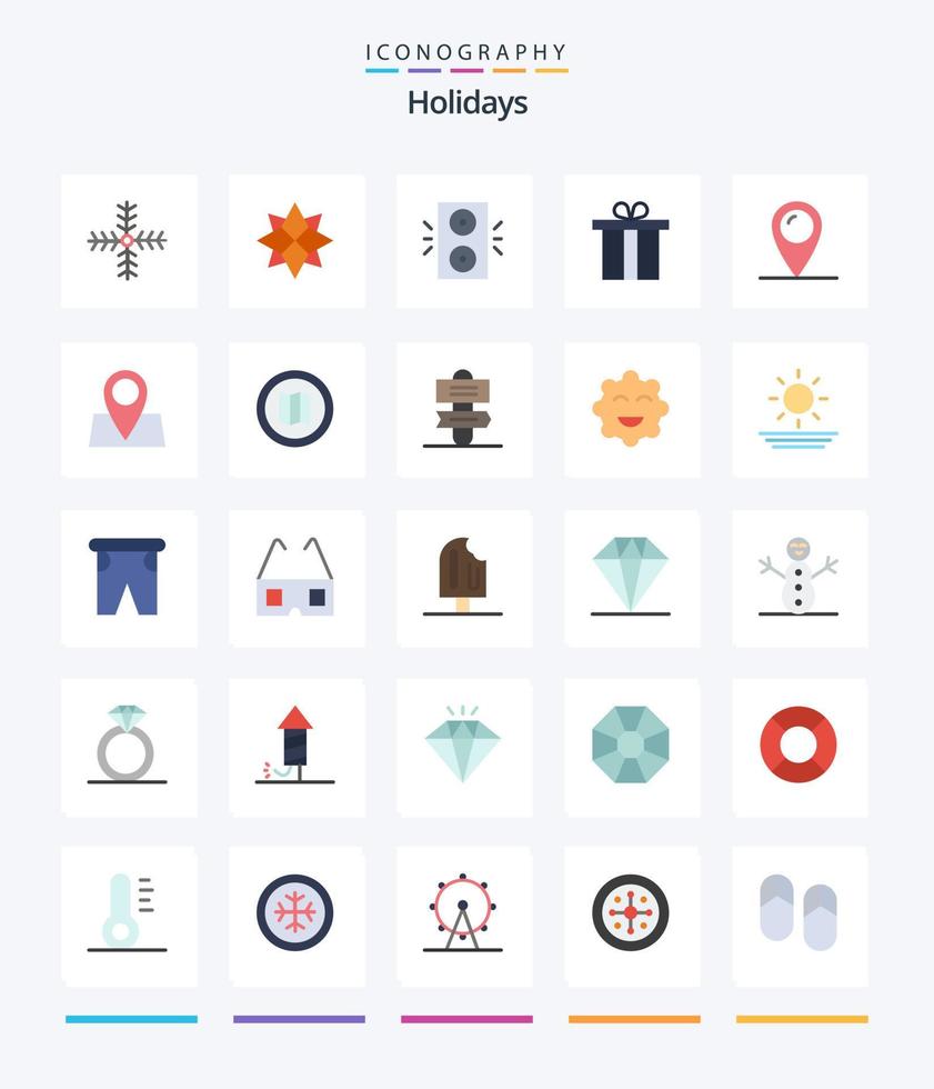 Creative Holidays 25 Flat icon pack  Such As map. holiday. box. pad lock. location vector