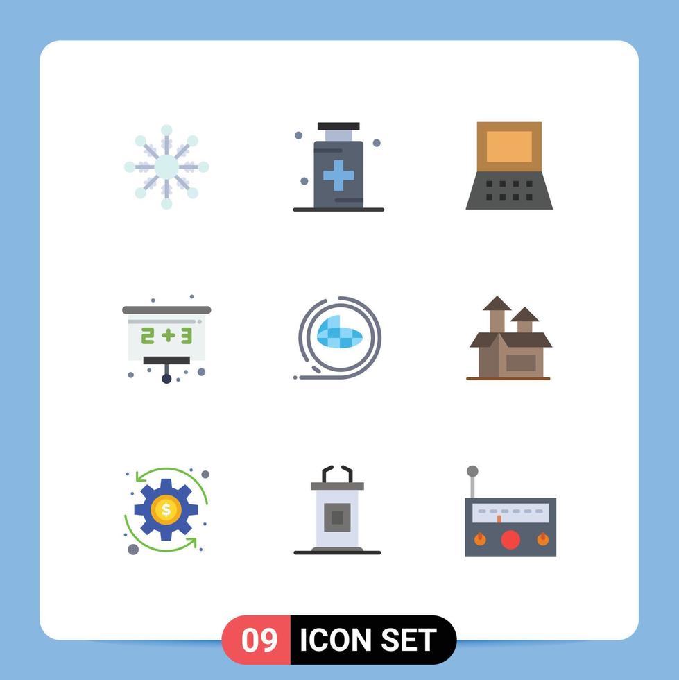 Set of 9 Modern UI Icons Symbols Signs for shaping environment laptop earth education Editable Vector Design Elements