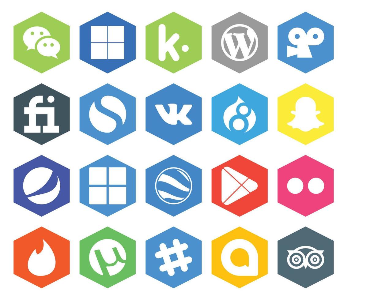 20 Social Media Icon Pack Including flickr google play simple google earth pepsi vector