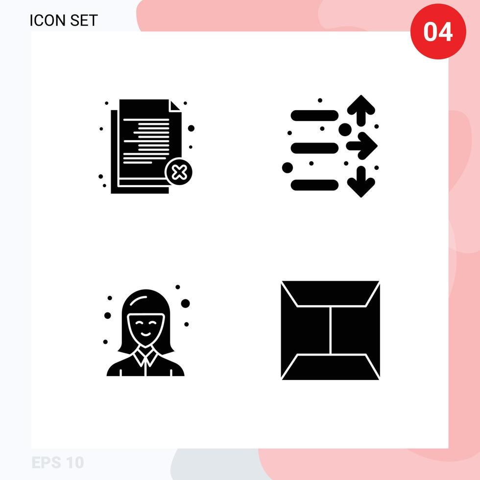 Set of Vector Solid Glyphs on Grid for delete female recruitment economy student Editable Vector Design Elements