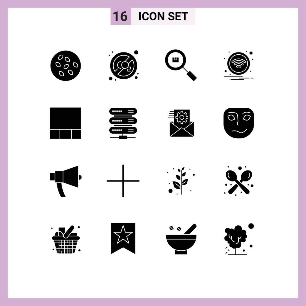 Stock Vector Icon Pack of 16 Line Signs and Symbols for grid wireless box wifi search Editable Vector Design Elements