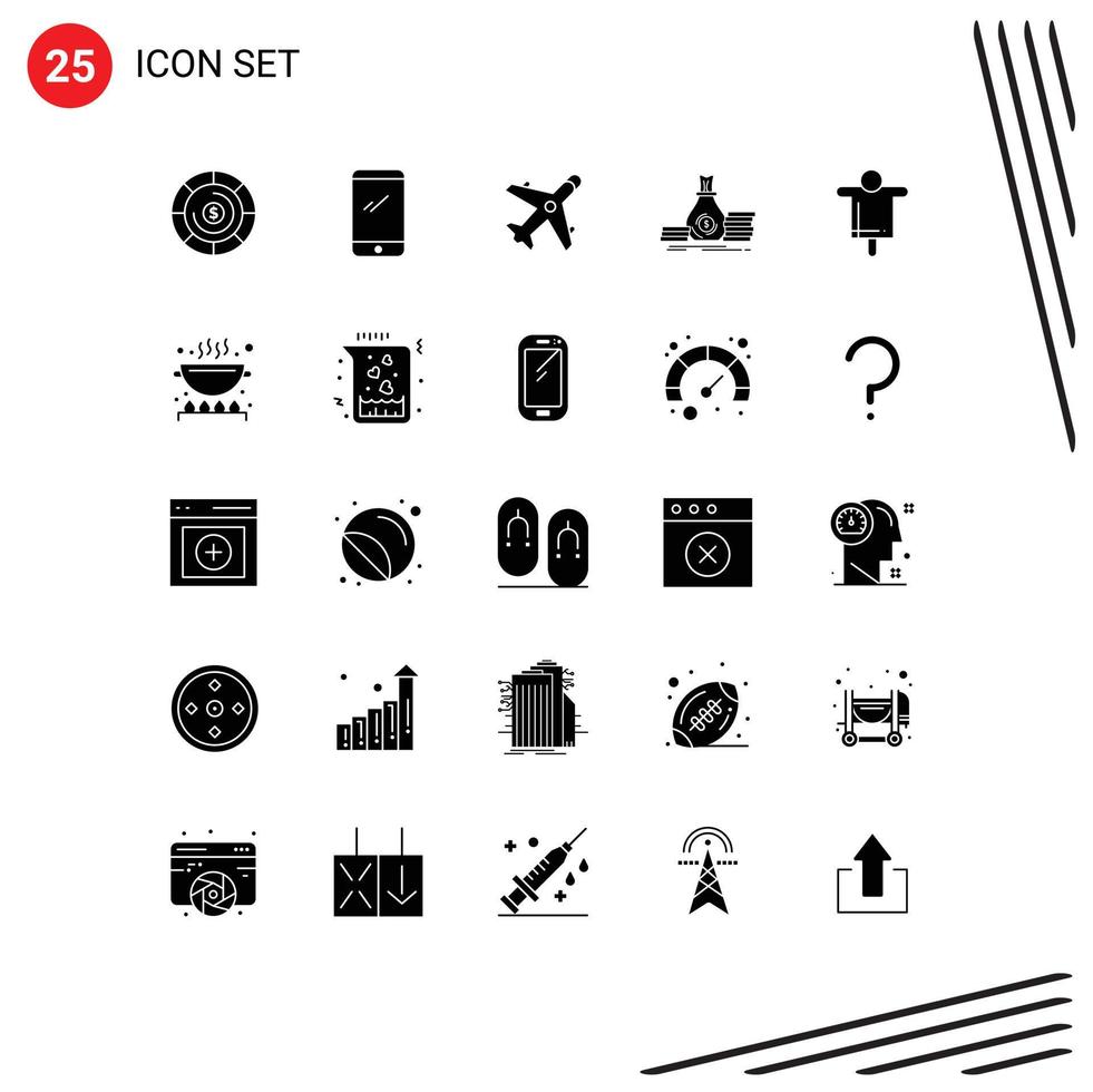 Set of 25 Vector Solid Glyphs on Grid for agriculture loan ecommerce investment accumulation Editable Vector Design Elements