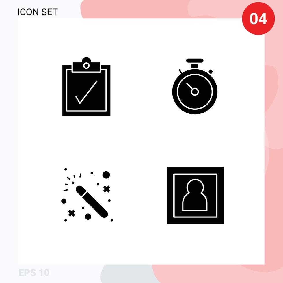 Pictogram Set of 4 Simple Solid Glyphs of complete photo map magic photography Editable Vector Design Elements