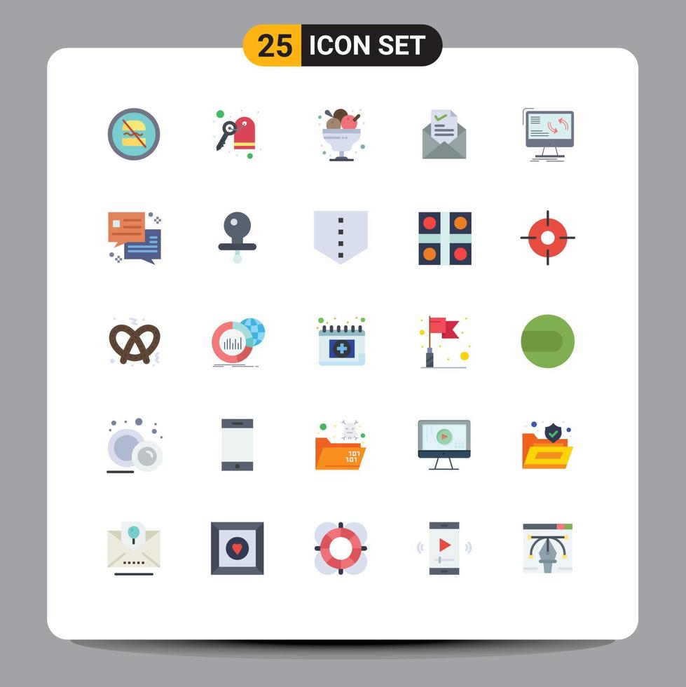 Modern Set of 25 Flat Colors and symbols such as good job cafe email restaurant Editable Vector Design Elements