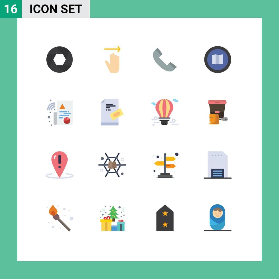 16 User Interface Flat Color Pack of modern Signs and Symbols of digital mapquest call map find Editable Pack of Creative Vector Design Elements