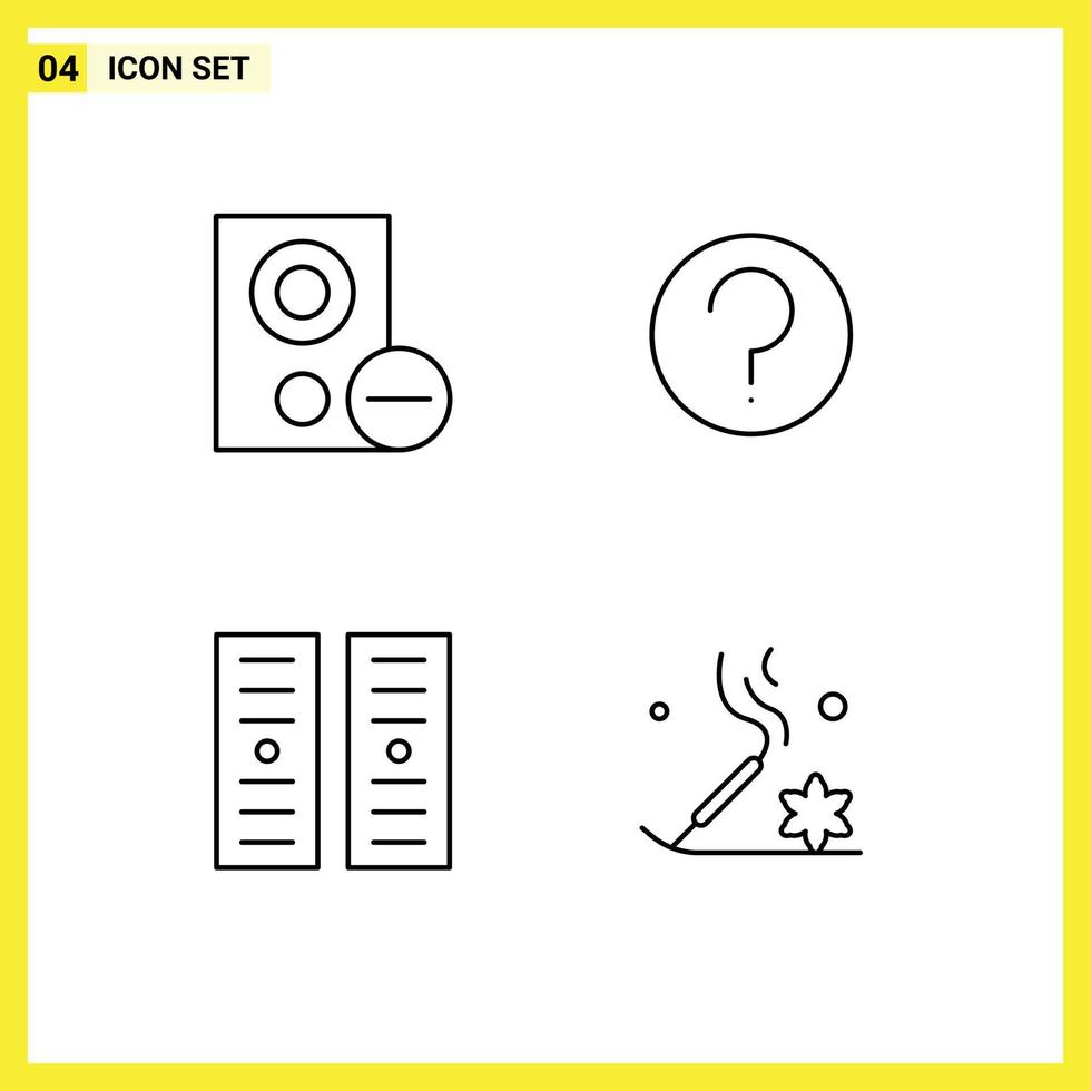 Group of 4 Filledline Flat Colors Signs and Symbols for computers data center hardware help server Editable Vector Design Elements