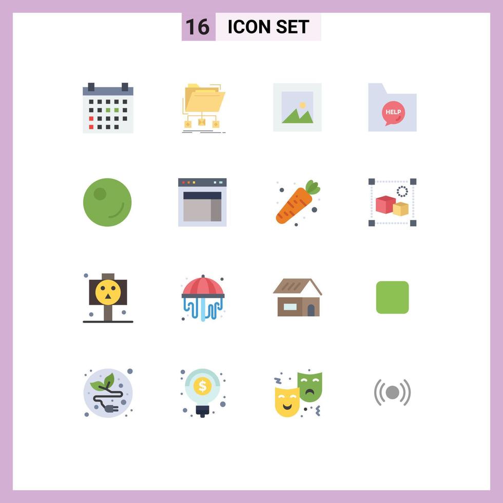 Modern Set of 16 Flat Colors and symbols such as peas file network document communication Editable Pack of Creative Vector Design Elements