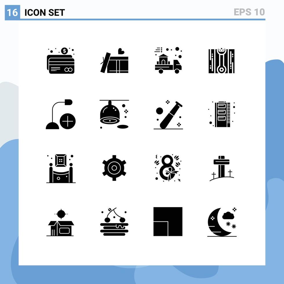 Modern Set of 16 Solid Glyphs and symbols such as gadget computers estate add fix Editable Vector Design Elements