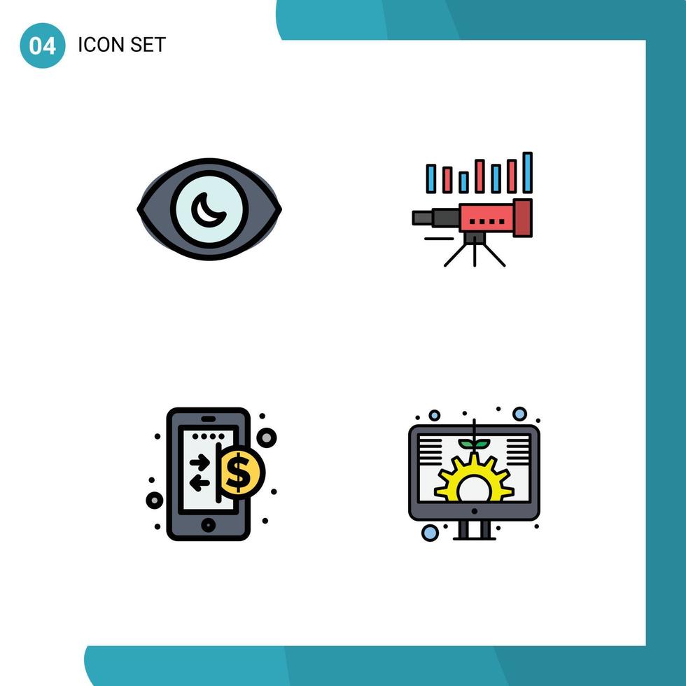 4 Creative Icons Modern Signs and Symbols of eye trend view forecast business Editable Vector Design Elements