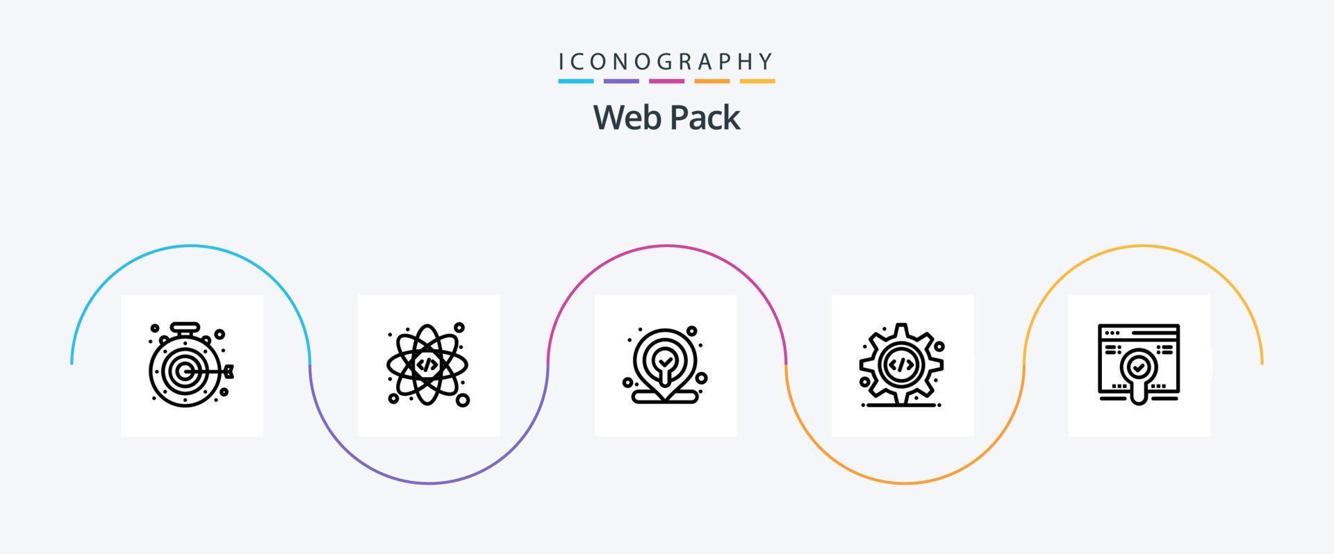 Web Pack Line 5 Icon Pack Including pack. search. location. web. source code vector
