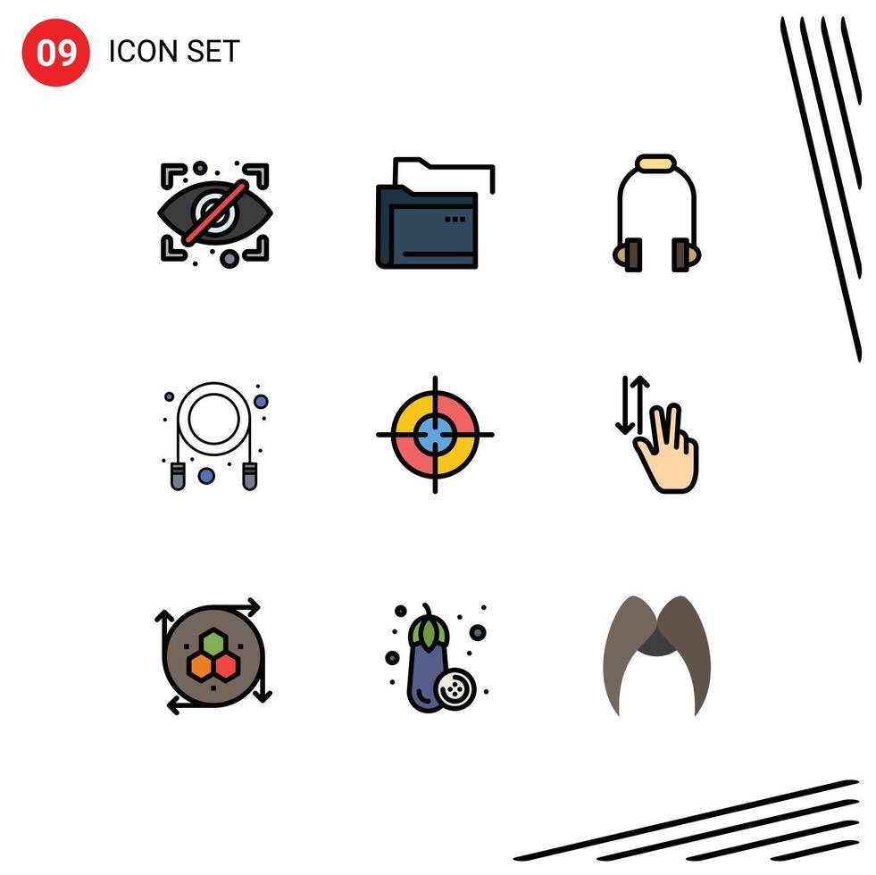 9 Creative Icons Modern Signs and Symbols of interface target headphone skipping jump Editable Vector Design Elements