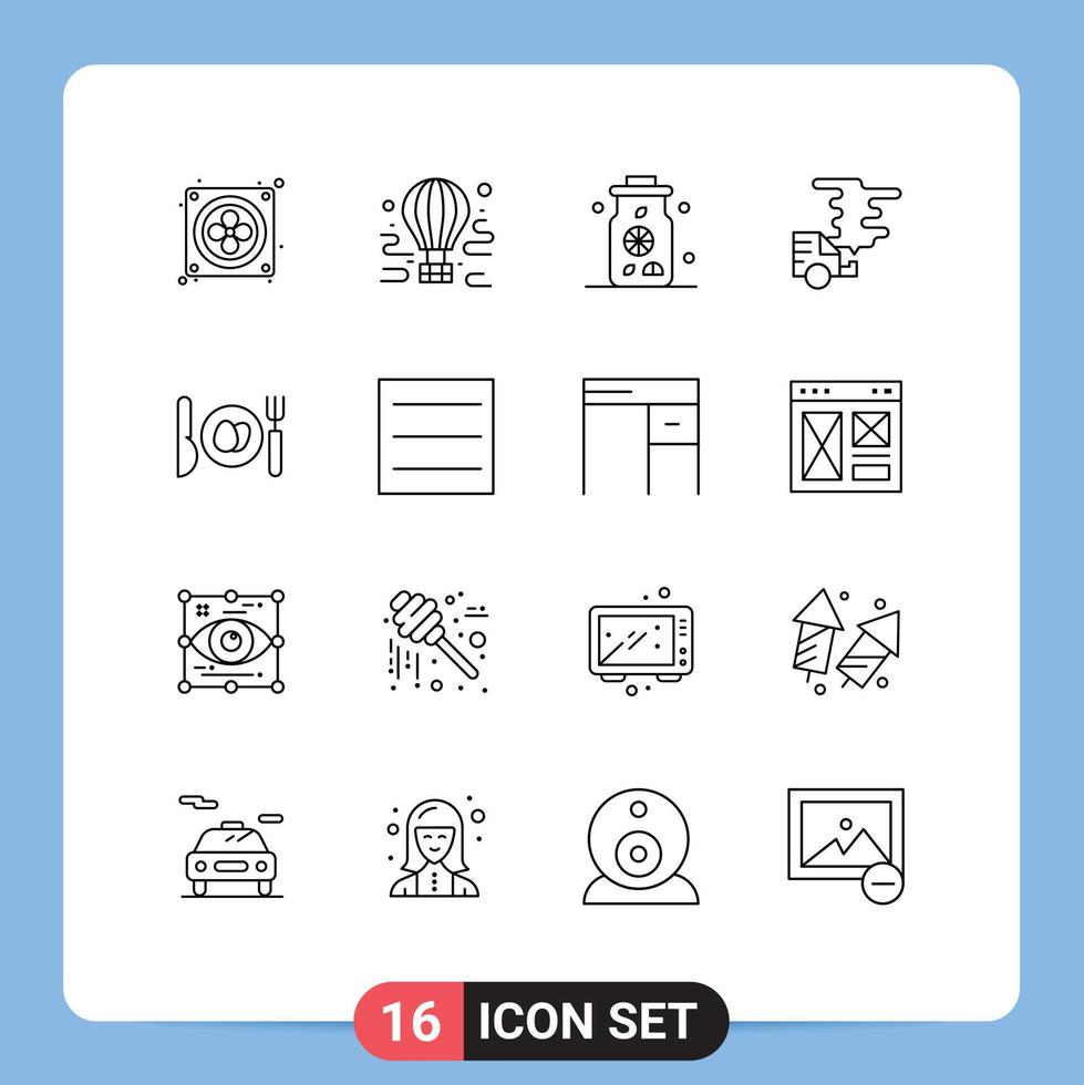 Stock Vector Icon Pack of 16 Line Signs and Symbols for egg pollution water gas car Editable Vector Design Elements