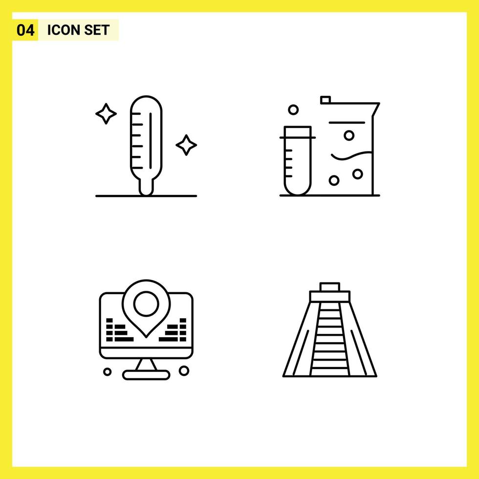 4 User Interface Line Pack of modern Signs and Symbols of cold internet thermometer laboratory map Editable Vector Design Elements