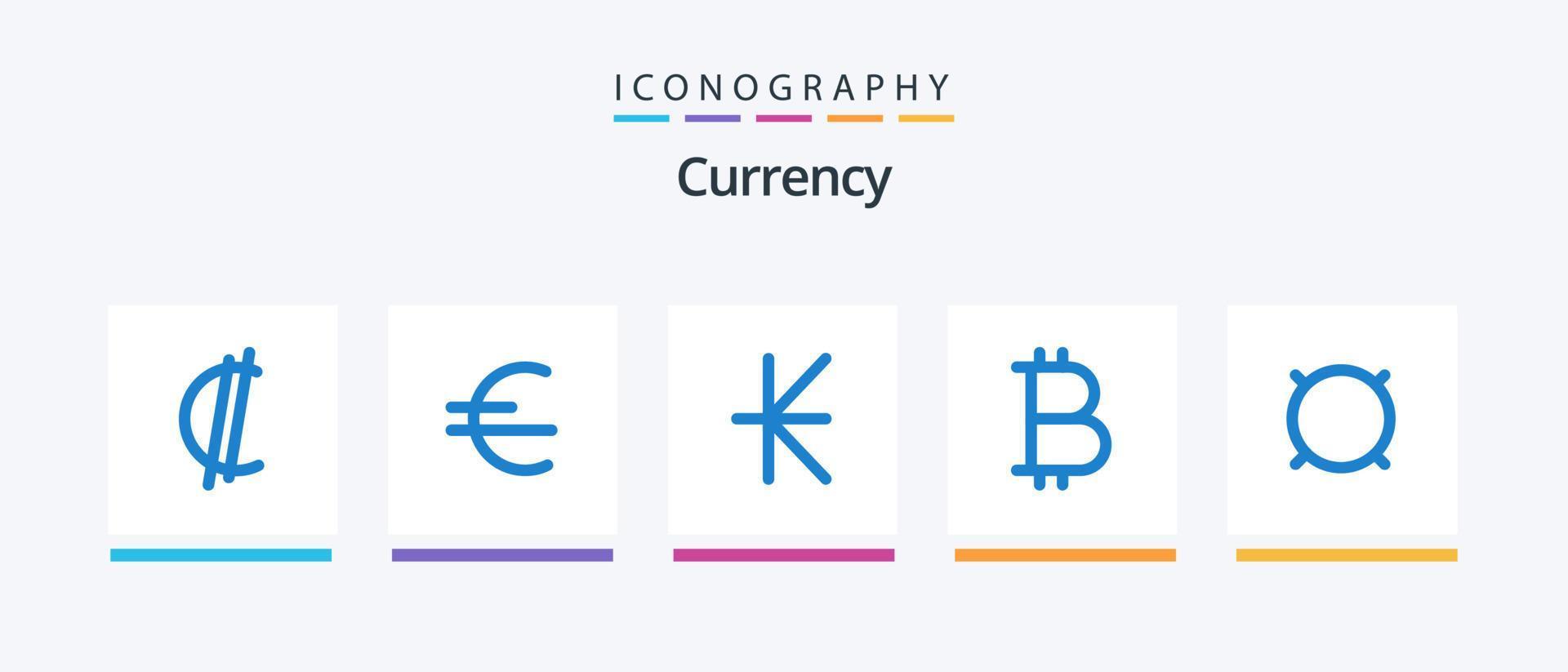 Currency Blue 5 Icon Pack Including generic. money. kip. generic money. btc. Creative Icons Design vector