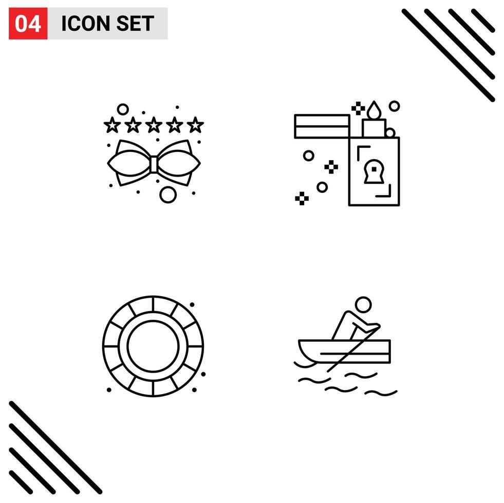 Set of 4 Vector Filledline Flat Colors on Grid for content creative rating lighter boat Editable Vector Design Elements